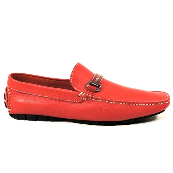 BALDININI ?? MEN\'S RED SOFT LEATHER COMFORT FLAT SUMMER LOAFERS main image 5
